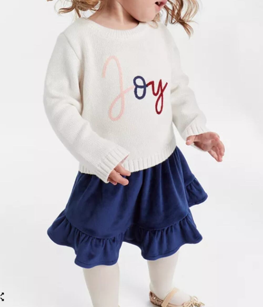 First Impressions Baby Girls 3-Pc. Joy Sweater, Velour Skirt & Panty Set 18m